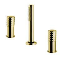 Смеситель Fima Carlo Frattini Spillo Tech F3044/1TNXOR на борт ванны, на 3 отв., с ручным душем., золото