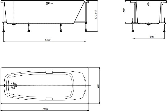 акриловая ванна roca sureste n 150x70 zru9302778 без гидромассажа