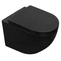 Унитаз Azario Grado 490х370х360 безободковый с сиденьем микролифт, черный матовый (AZ-0046-MB)