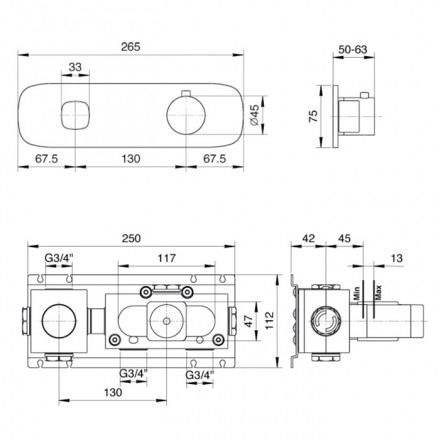 смеситель для душа fantini lame 24 02 m231b термостатический