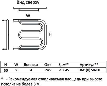 полотенцесушитель водяной тругор пм тип 1п 50x60, 1"