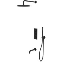 Душевой комплект Whitecross Y YSET11BL 300 мм, с термостатом, черный матовый