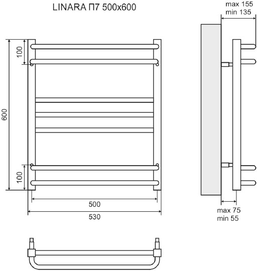 полотенцесушитель электрический lemark linara п7 50x60