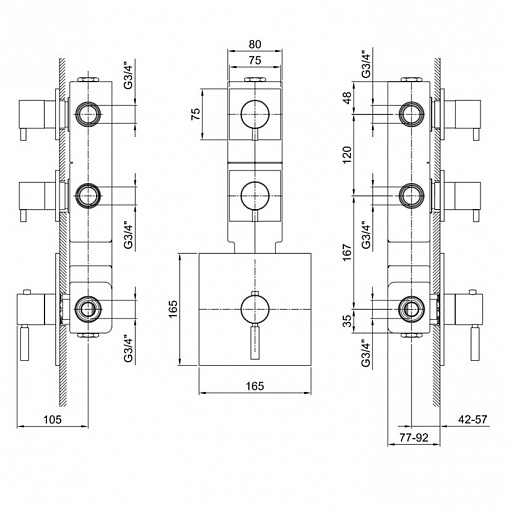 смеситель для душа fantini nostromo 42 02 4802b термостатический