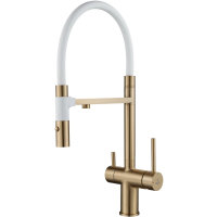 Смеситель для кухни Rose R958G с подключением к фильтру, гибким изливом, золотой матовый