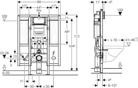 система инсталляции для унитазов geberit duofix 111.375.00.5 с площадками для поручней