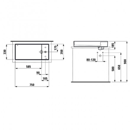 накладная раковина в ванную 75 см laufen kartell 8.1233.2.400.111.1