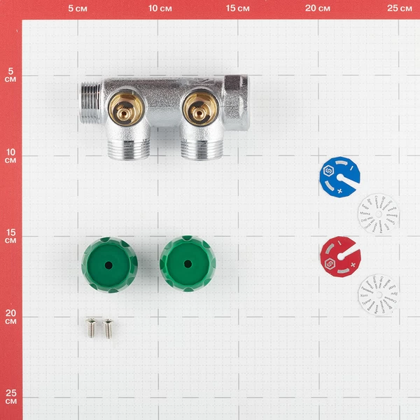 коллектор stout 3/4 вр(г) х 2 выхода 3/4(ек) х 3/4 нр(ш) регулирующий (smb-6850-343402)