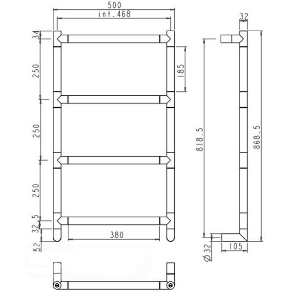 полотенцесушитель электрический margaroli sereno 5-582 box 5824705crnb, высота 87 см, ширина 50 см