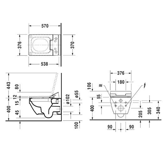 унитаз подвесной безободковый duravit vero air 2525590000, без сиденья, цвет белый.