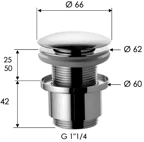 донный клапан remer 904cc2114 для раковины, без перелива, хром