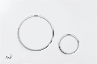 Кнопка для инсталляции AlcaPlast Thin M770 для унитаза, пластиковая, белая оконтовка клавиш хром глянцевый