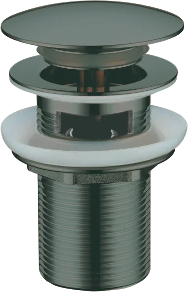 Донный клапан Boheme 612/2-SGM для раковины, с переливом, клик клак, оружейная сталь глянцевая