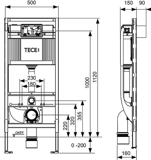 система инсталляции для унитазов tece profil 9300379