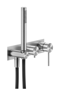 смеситель gessi shower316 54038#239 для ванны, встраиваемый, настенный, автоматический переключатель ванна-душ, держатель неподвижный, внешняя часть, цвет шлифованная сталь