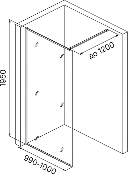 душевая перегородка iddis slide sli8ws0i23 walk in 100x195, белый