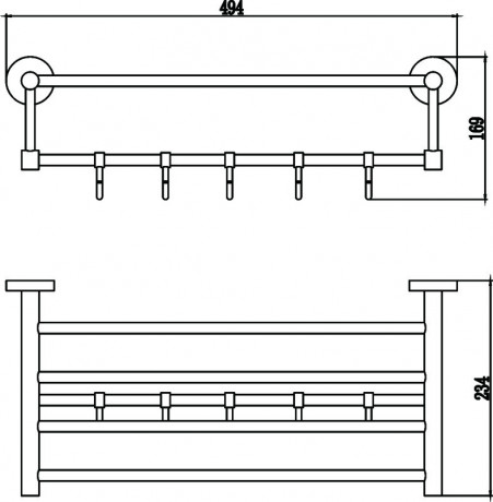 Полка для полотенец 49,4 см (5 крючков) Savol 87 S-508745