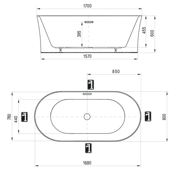 акриловая ванна ravak freedom d xc00d00071 пристенная, 173x83 см, цвет белый