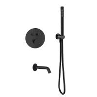 Душевая система AQUAme AQM8407MB с термостатом цвет Черный матовый