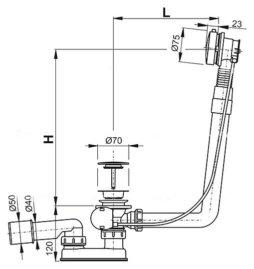 слив-перелив для ванны alcaplast a552кm