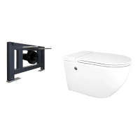 Унитаз Azario AZ-102C подвесной, Импульсный, безободковый, с монтажной рамой, 36х57х37.5 см, белый