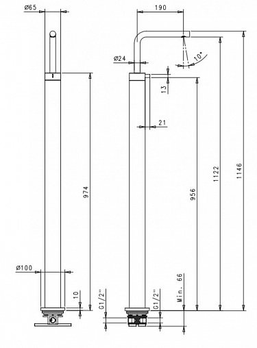 смеситель для раковины напольный fantini af/21 27 p9 a036b медь