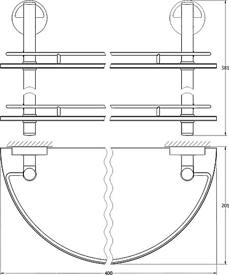 Полка стеклянная FBS Luxia LUX 081 2-ярусная 40 см