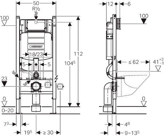 система инсталляции для унитазов geberit duofix sigma 12 plattenbau 111.362.00.5