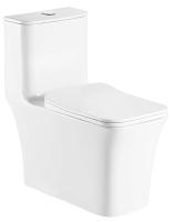 Унитаз-моноблок Azario GRESSA AZ-1111-G напольный, безободковый, в комплекте со смывным механизмом Geberit и сиденьем дюропласт микролифт 70.5х37х76 см, белый