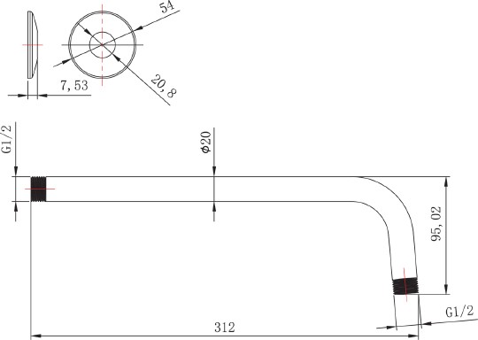 кронштейн для верхнего душа lemark lm8029c хром