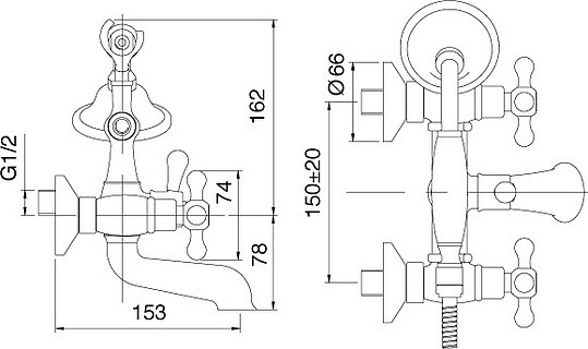 смеситель для ванны с душем treemme romantica 3601.cc.pv