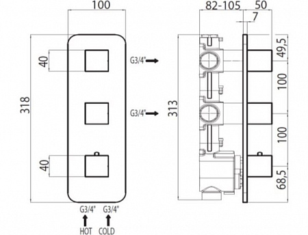 смеситель для душа bossini oki z031204.021 (внешняя часть), золото