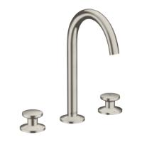 Смеситель для раковины Axor One Sel 170 48070800, на 3 отв., круглая ручка, со сливом Push-Open, сталь
