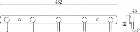 Планка с крючками Savol S-05205B