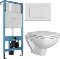Комплект 4 в 1 Унитаз подвесной DIWO Сочи 7508N003-0079 безободковый + Сиденье Yakut 0344 быстросъемное, с микролифтом + Инсталляция Aqueduto Tecnica TEC01 + Кнопка Quadrado QUA0110 цвет альпийский белый