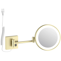 Зеркало косметическое Timo Luiro 18474/17 с 5x увеличением, настенное, с подсветкой, выключателем, золотой матовый