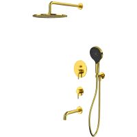 Душевой комплект Whitecross Y YSET07TOPGL 300 мм, со смесителем, золотой