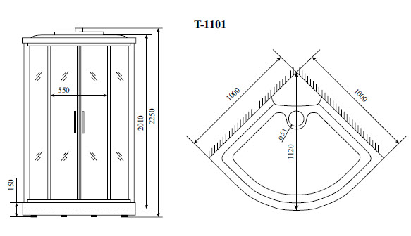 душевая кабина timo standart t-1101p 100х100