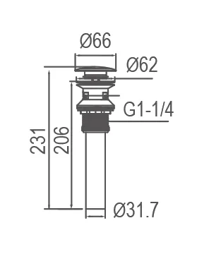 донный клапан arrow ag5807mb для раковины, с переливом, матовый черный