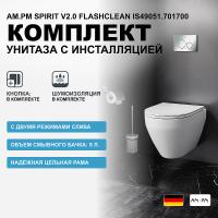 Комплект унитаз с инсталляцией Am.Pm Spirit V2.0 FlashClean IS49051.701700 с сиденьем микролифт и клавишей смыва Хром