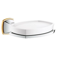 Мыльница Grohe Grandera 40628IG0 настенная, с керамической мыльницей,хром/золото