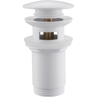 Донный клапан Abber AF0009W для раковины, с переливом, клик клак, белый