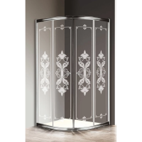 Душевой уголок Cezares Giubileo R2 90x90 GIUBILEO-R-2-90-SCORREVOLE-CP-G профиль Золото стекло прозрачное с матовым рисунком