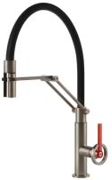 Смеситель для кухни Gessi OFFICINE V 
 60205#149 FINOX BRUSHED NICKEL, рычаг красный