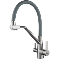 Смеситель для кухни Shevanik S968L с подключением к фильтру, гибким изливом, сатин