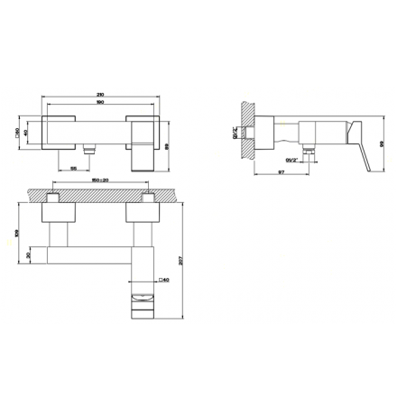 смеситель gessi rettangolo k 53031#299 для душа