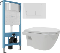 Комплект 3 в 1 Унитаз подвесной DIWO Углич 0710 + Инсталляция Aqueduto Tecnica TEC01 + Кнопка Forma FOR0110 цвет альпийский белый