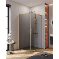 Душевой уголок Cezares Slider SLIDER-AH-2-70/80-100/110-GRIGIO-BORO 100-110x70-80 см, профиль золотой матовый, стекло графитовое