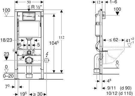 инсталляция для унитаза geberit 111.170.21.5 с клавишей delta 25 хром