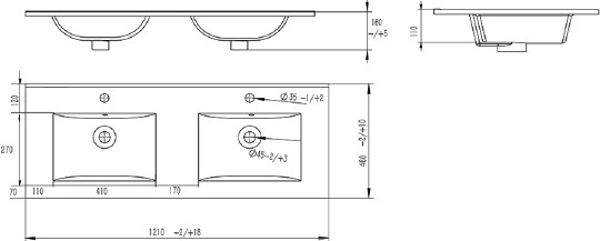 раковина накладная sanvit 9120 d*d двойная